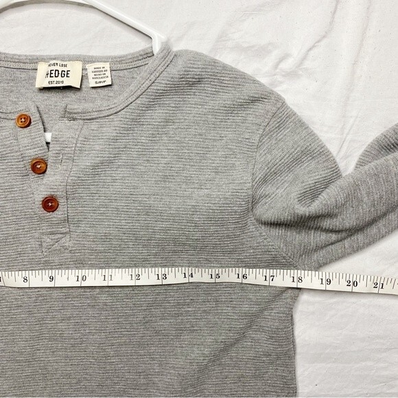 Never Lose HEDGE Long Sleeve Ribbed Henley Cotton Blend Minimalist Size Small - Picture 7 of 8